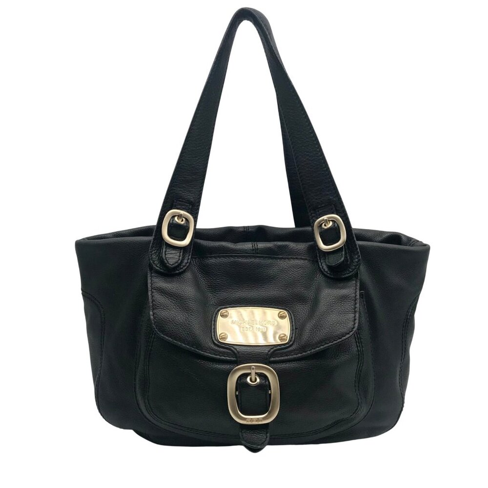 Michael Kors Black Pebbled Leather Hudson Downtown Tote Bag